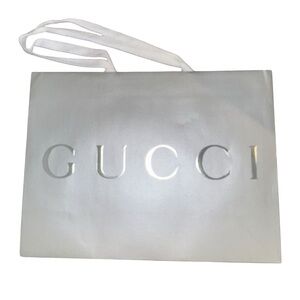 Gucci Extra Large Silver Shopping Tote + Logo Ribbon – 19x14x7 – Excellent